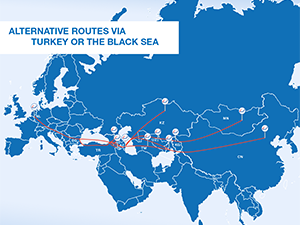 Alternative routes via Turkey or the Black Sea